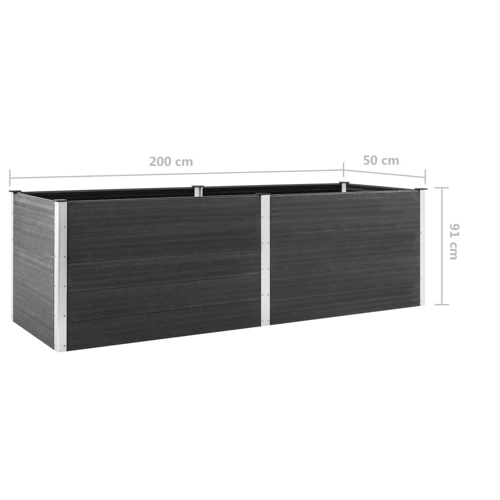 Vassoio per fioriera aiuola rialzata piante fiori terrazza giardino giardino 200 x 50 x 91 cm WPC grigio 02_0039402