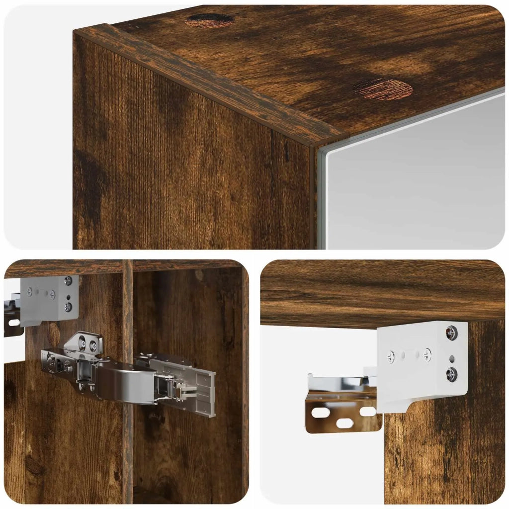 Mobiletto per specchio da bagno Rovere fumé 60 x 14.5 x 70 cm 889187