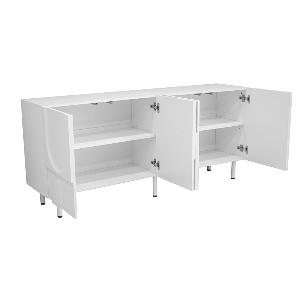 Credenza geometrica bianca 160 cm in MDF e truciolare