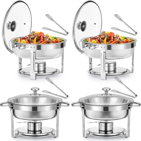 Buffet Set Rond con Coperchio in Vetro - 4 pezzi 

Modello: SC-CDR-4 
Capacità: 4 pezzi 
Materiali: 
 - Coperchio: vetro 
 - Corpo: acciaio inossidabile 
Dimensioni: 
 - Diametro: 40 cm 
 - Altezza: 15 cm