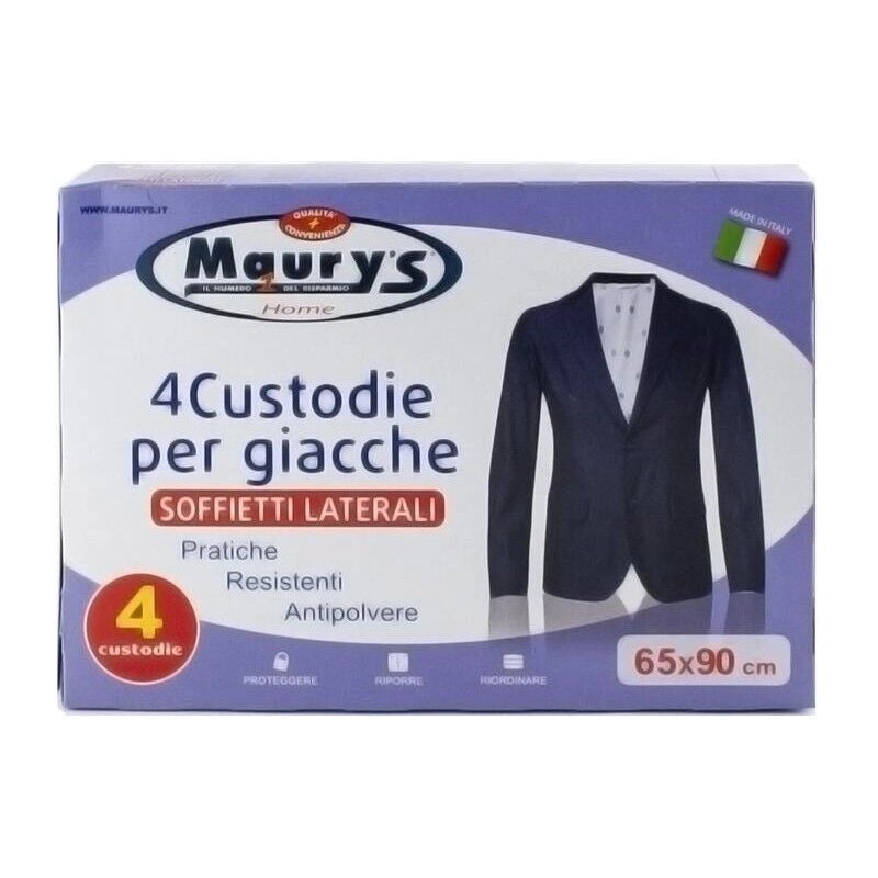MAURY'S SET 3 BOX CUSTODIE PER GIACCHE CON ZIP CONFEZIONE DA  4 PZ 65 X 90 CM