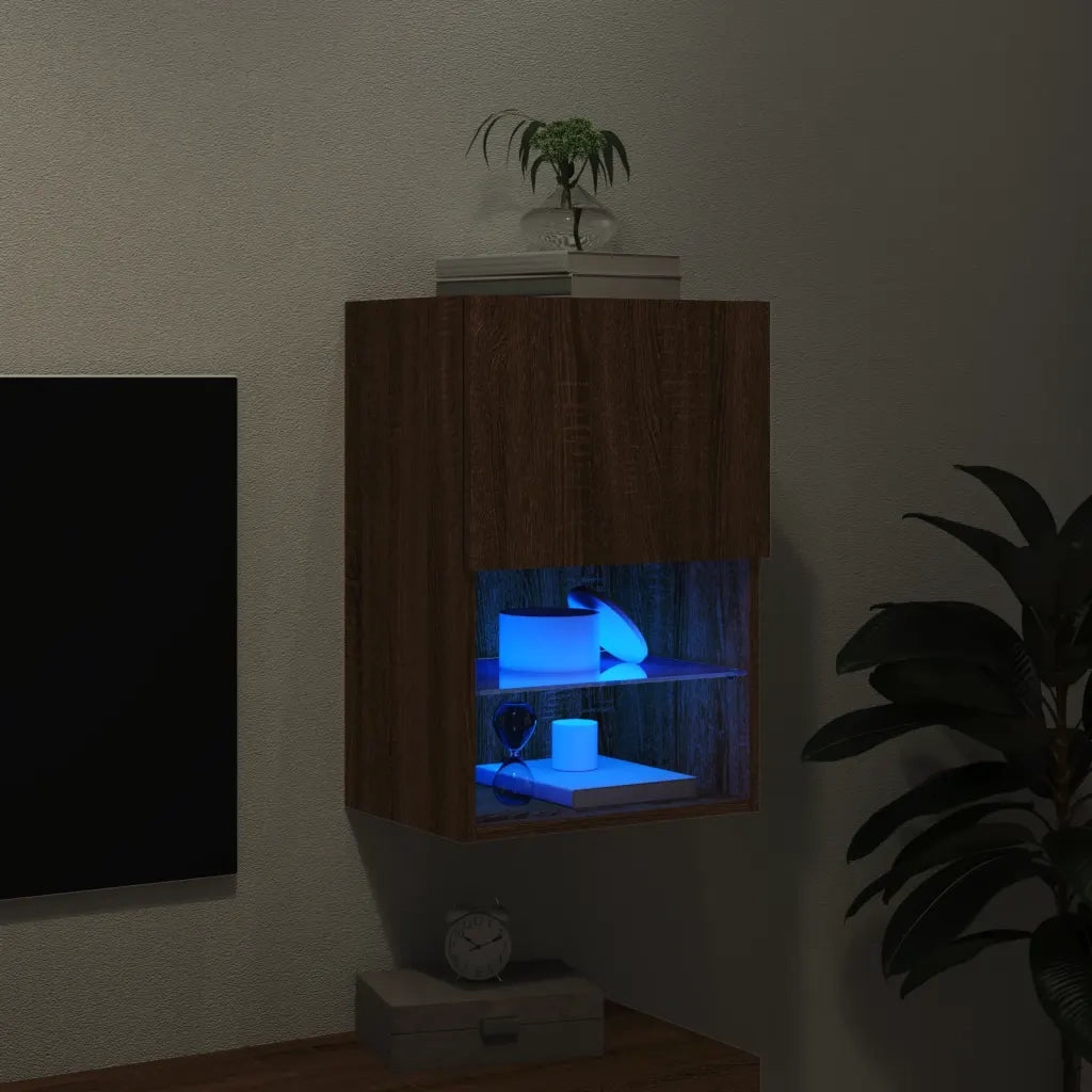Mobile TV con Luci LED Rovere Marrone 40,5x30x60 cm 837041