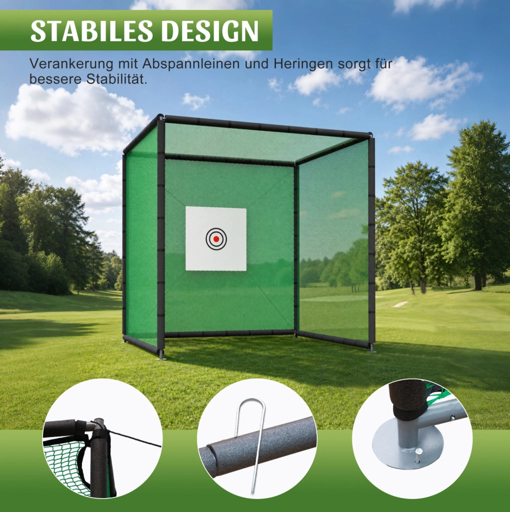 Rete da pratica golf 300 x 300 x 300 cm con bersaglio e tappetino