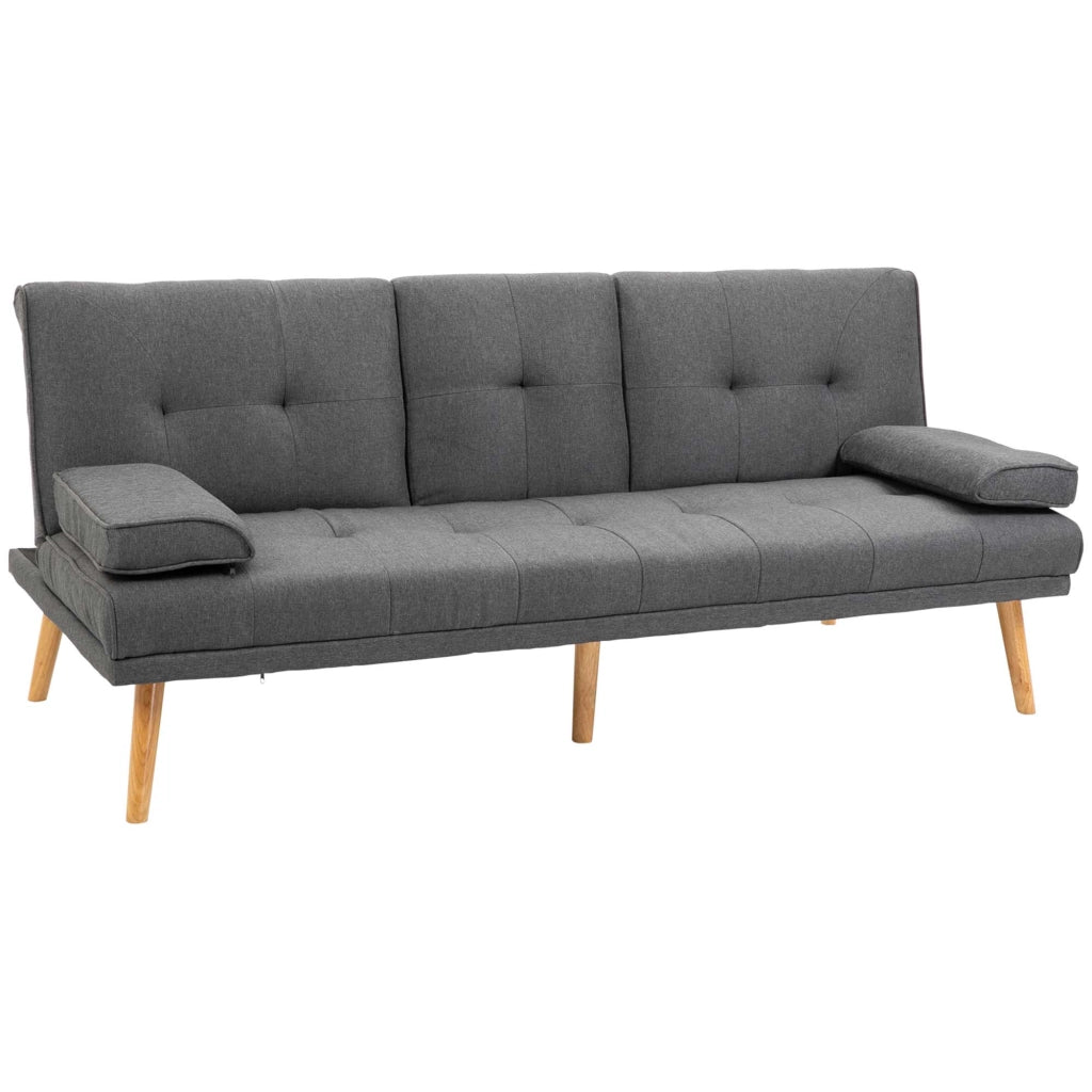 EasyComfort Divano Letto 3 Posti Reclinabile con 2 Braccioli Staccabili, in Tessuto Effetto Lino e Legno di Pioppo, 181x77x78 cm