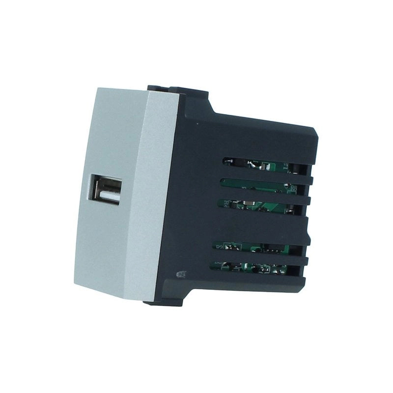 Modulo Presa Caricatore USB 5V 2,1A Colore GRIGIO Compatibile Con Bticino Living International