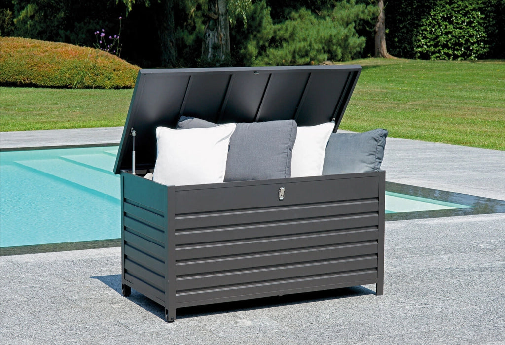 Baule da Esterno con Ruote 142x72x74 cm Grigio