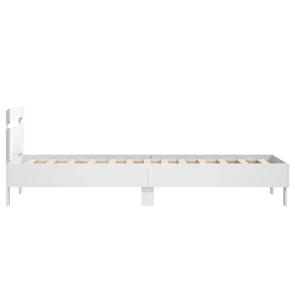 Giroletto con Testiera-Struttura letto con testiera Bianco 90x200 cm in Legno Multistrato