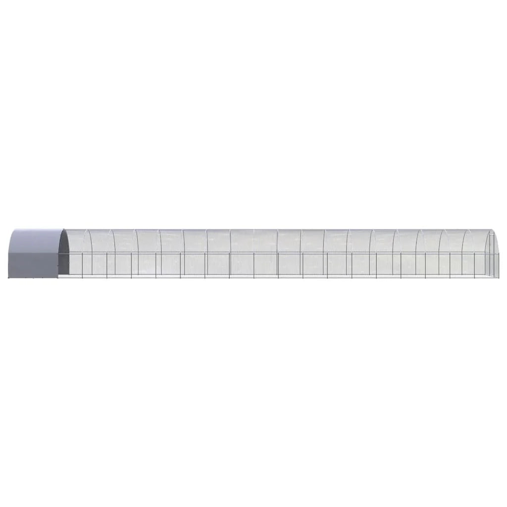 Pollaio recinto per polli da esterno 3 x 20 x 2 m acciaio zincato argento 02_0044007