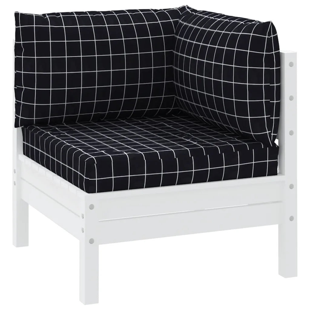 Cuscini per Pallet 3 pz Motivo a Quadri Nero in Tessuto Oxford 361786