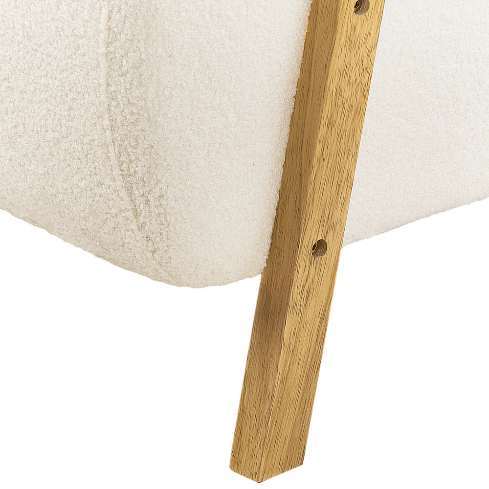 Poltrona Beige chiaro Boucle Gambe in legno con braccioli Soggiorno moderno minimalista