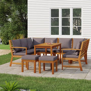 Set da Pranzo da Giardino 9pz con Cuscini Legno Massello Acacia 3154977