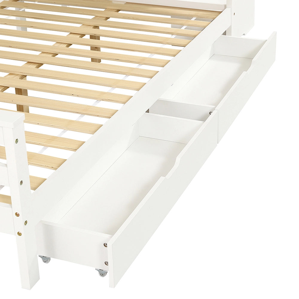 Letto a Castello Bambino con Scrivania Angolo 90x200cm - Xylo - Legno Bianco e Naturale