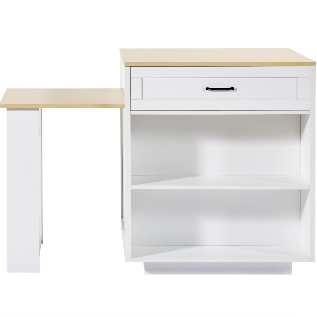 Tavolo bar allungabile con contenitore in MDF bianco, 133-202 cm