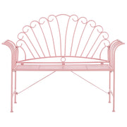 Panca da esterno in metallo rosa 2 posti con braccioli svasati in stile vintage