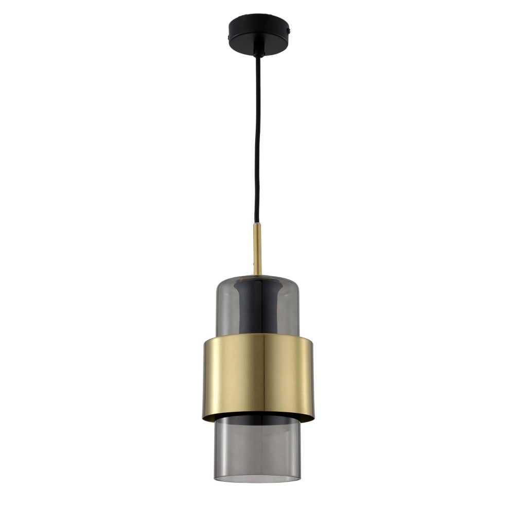 Lampada a sospensione Miele vetro fumé oro E27 150cm