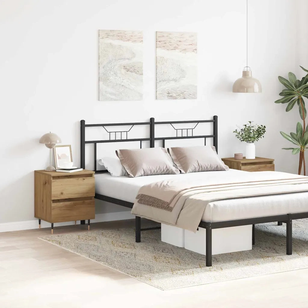 Set di 2 Comodini | Armadio da Notte | Mobiletto da notte Rovere artigianale 40 x 35 x 50 cm