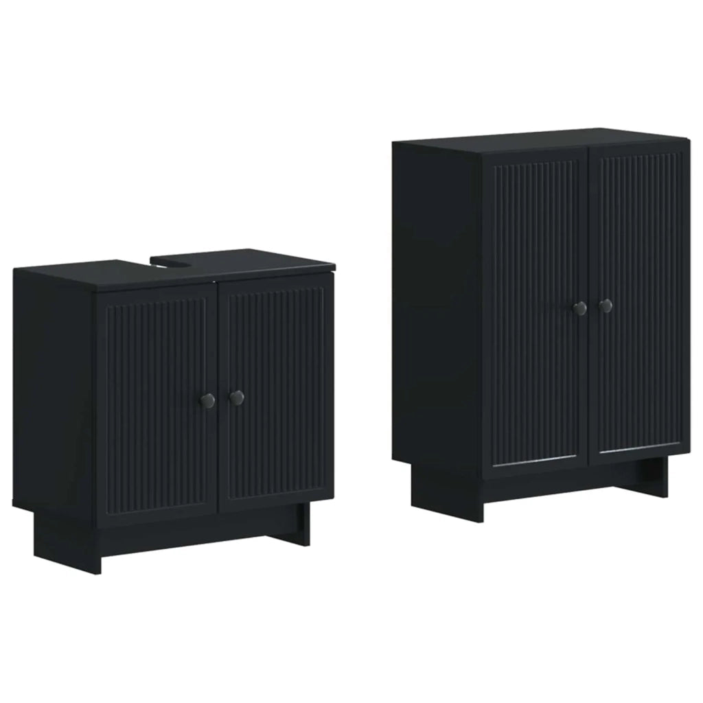 Set di Armadi da Bagno da 2 Pezzi EDE Nero Legno ingegnerizzato 3417577