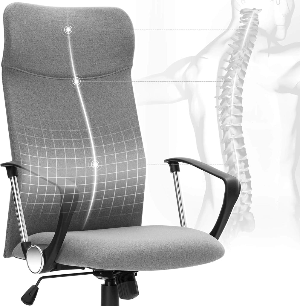 SONGMICS Set di 2 sedie da ufficio, sedia da ufficio ergonomica, sedia girevole, sedia per sala conferenze, rivestimento in tessuto, altezza e inclinazione regolabili, capacità di carico fino a 120