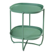 Tavolino da caffè consolle laterale con vassoi estraibili acciaio 58 x 46 x 46 cm verde 03_0010771