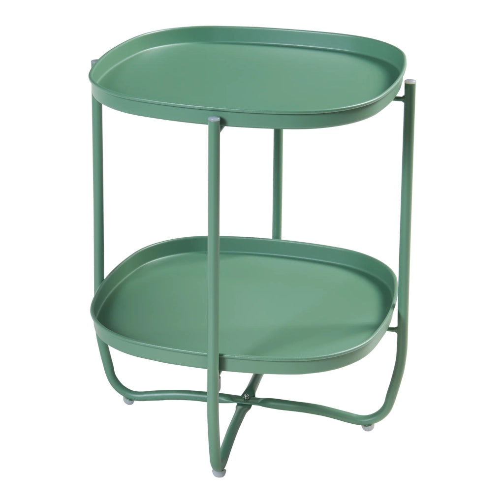 Tavolino da caffè consolle laterale con vassoi estraibili acciaio 58 x 46 x 46 cm verde 03_0010771