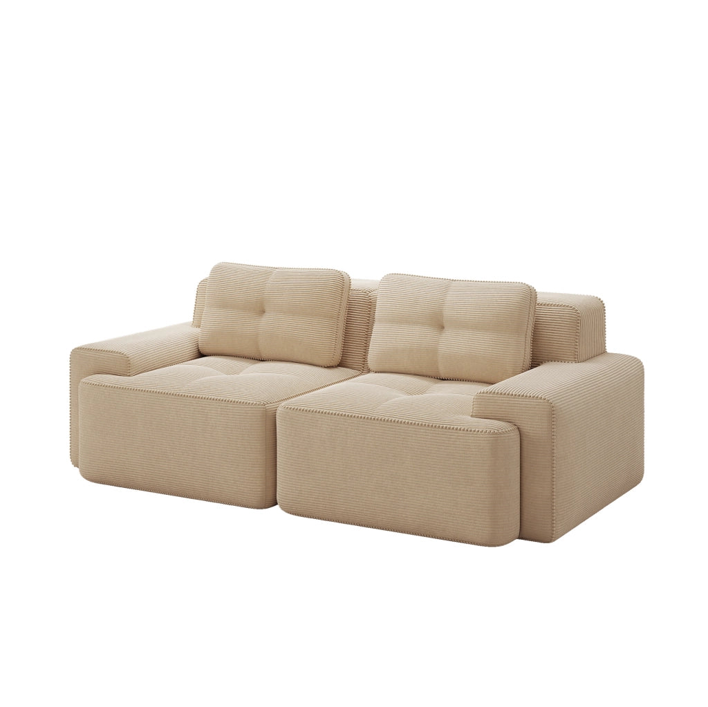 Divano modulare con seduta profonda in corduroy beige