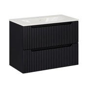 Set da bagno VANO 80cm: mobiletto sottolavabo con cassetti scanalati verticalmente + lavabo incassato bianco