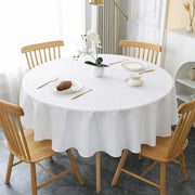 Tavolo Rond Copertina da Tavolo Φ120cm, Aspetto Lino Bianco Copertine da Tavolo Lavabili da Polyester Impermeabili con Effetto Lotus, Resistenti ai Danni per Salotto, Cucina, Balcone, Giardino