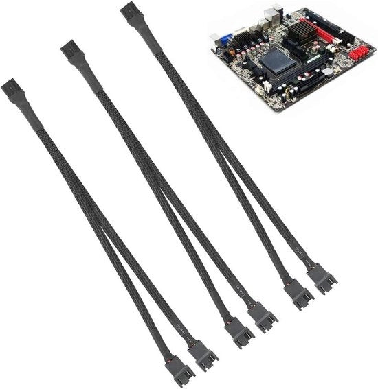 Adattore di ventilatore - 3 pezzi - 2-in-1 - universale - cavo di madre - 4-pini a 4-pini + 3-pini - cavo allungabile in rame - cavo di conversione - isolato in PVC - cavo di estensione per madre.