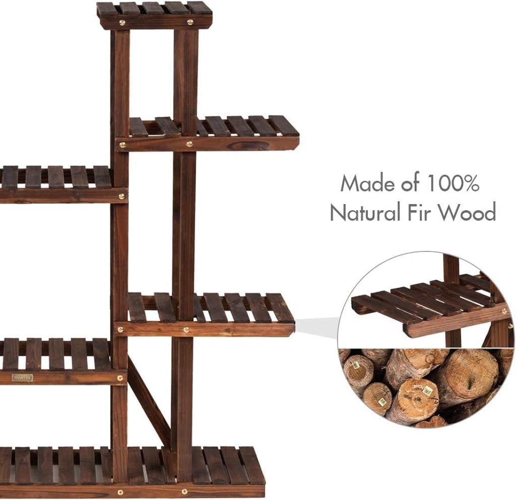 Scaffale Portapiante, Supporto per Fiori a 9 Ripiani in Legno, Spazioso Multifunzionale per Piante Libri e Decorazioni, per Esterno e Interno, Come Giardino/Balcone/Salotto (113x25x114cm)