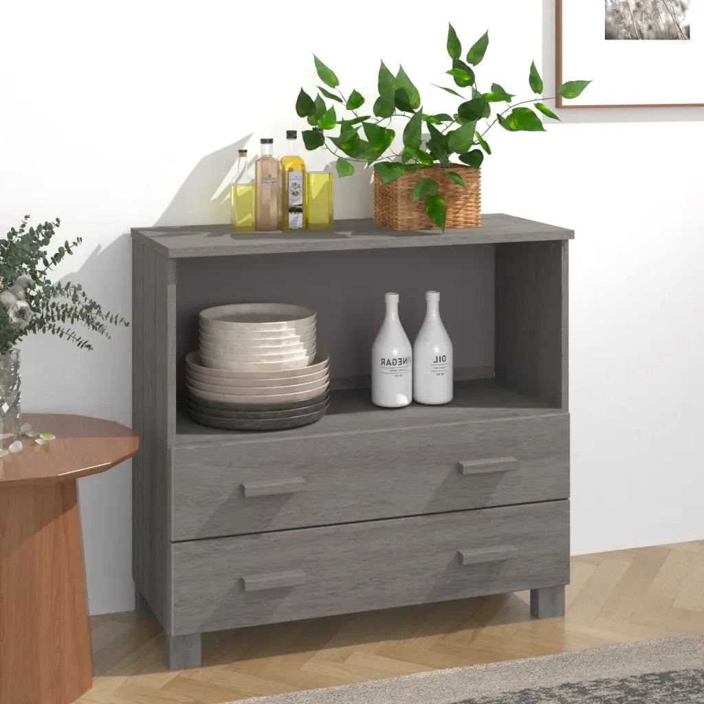 Credenza Grigio Chiaro 85x35x80 cm in Legno Massello di Pino cod mxl 26186