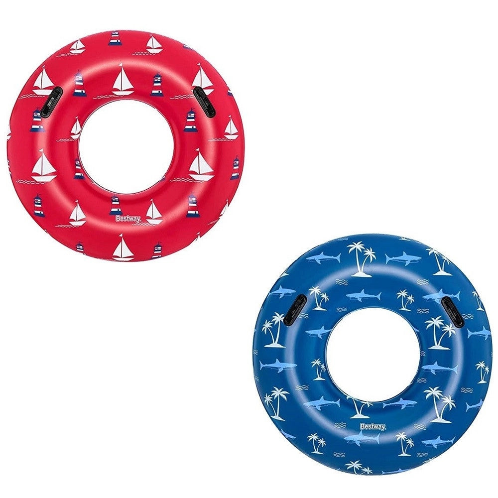 Trade Shop - Ciambella Gonfiabile Fashion Nautical Salvagente 119cm Con Maniglie Estate 36353 -