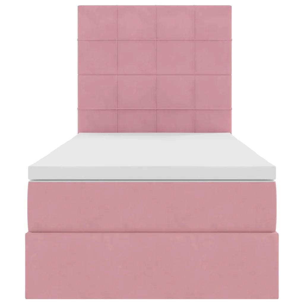 Letto con contenitore e materasso Rosa 90 x 200 cm Velluto