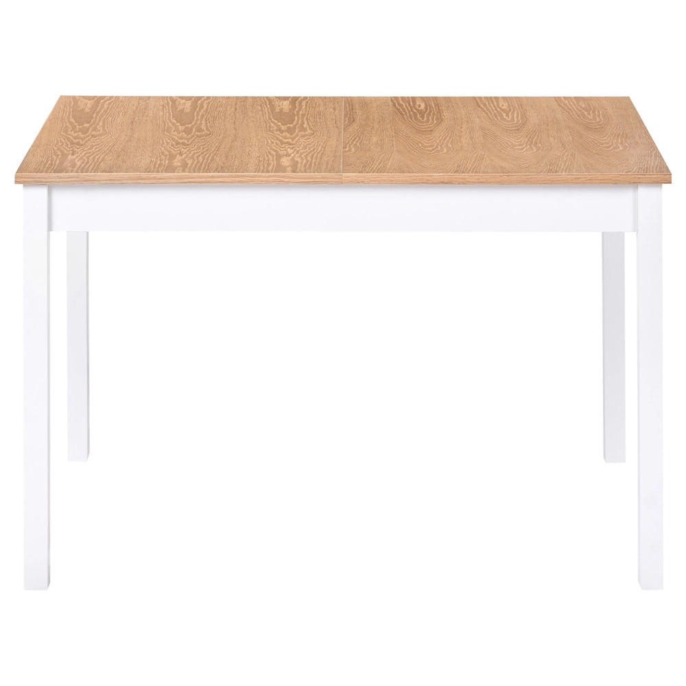 Tavolo da pranzo allungabile con piano in legno di pino chiaro e bianco, 120/150 x 90 cm, con prolunga a farfalla