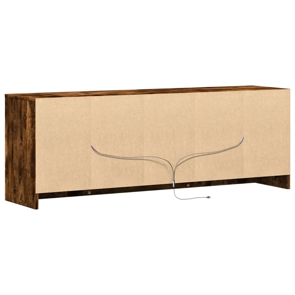 Mobile Porta TV con LED Rovere Fumo 139,5x34x50cm in Truciolato