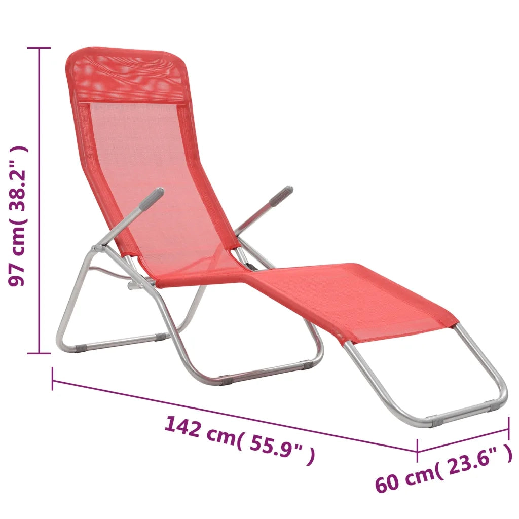 Lettini Prendisole Pieghevoli 2 pz in Textilene Rosso 44339