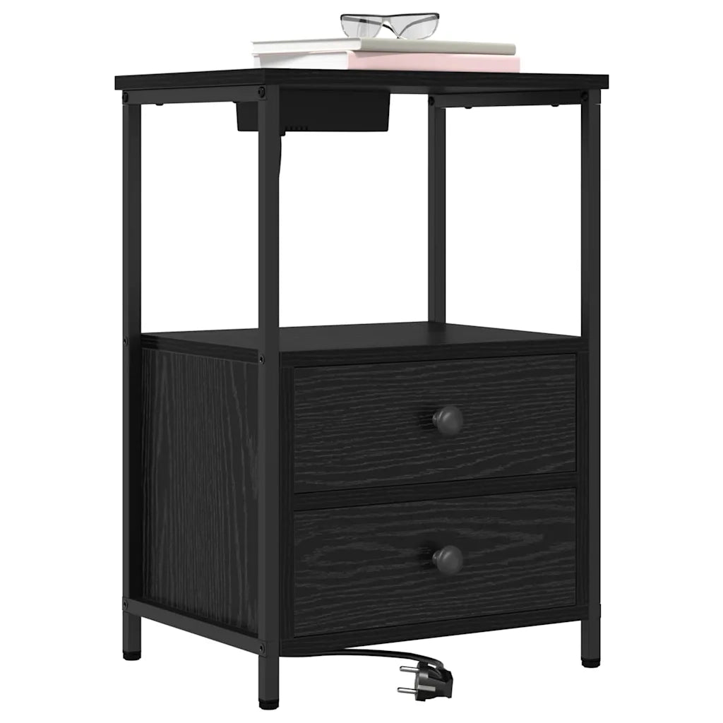 Set di 2 Comodini | Armadio da Notte | Mobiletto da notte con cassetto Rovere Nero 40 x 31 x 60 cm