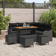 Set Divano da Giardino con cuscino con archiviazione 9 pcs Nero
