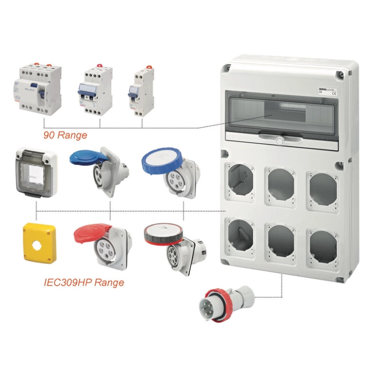 Gewiss centralino parete 5 moduli 2 flange stagno ip65 gw68018n