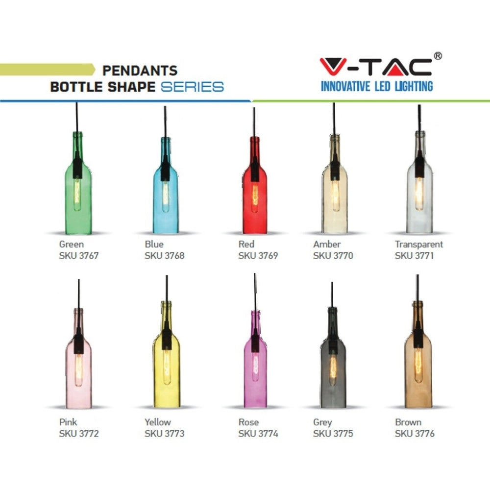 Trade Shop - Illuminazione V-tac Led Lampadario Portalampada Bottiglia Pendente E14 Colorato -