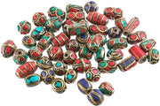 50 pezzi di perle tibetane in turquesa, perle spacer miste, perle a colonna rotonda, perle Boeddha artigianali singole per creare orecchini, collane, bracciali e gioielli