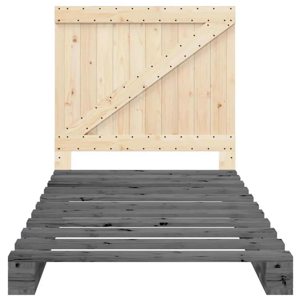 Giroletto con Testiera Grigio 100x200 cm Legno Massello di Pino 3281563