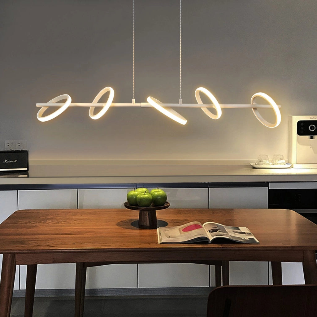 Lampada a sospensione ZMH a LED moderna tavolo da pranzo, anello luminoso rimovibile e girevole camera da letto