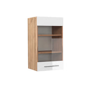 Mobile da cucina in vetro Fame-Line Bianco lucido/Rovere dorato 40 cm Vicco