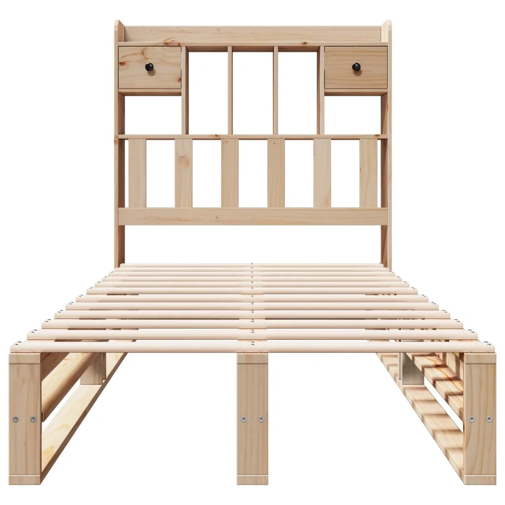 Letto Libreria senza Materasso 90x200 cm Legno Massello Pino