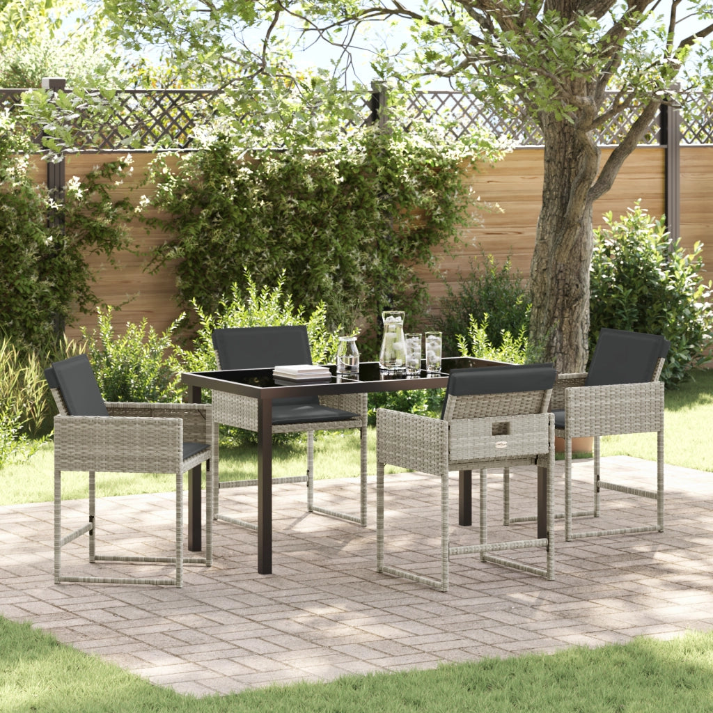 Set da Pranzo da Giardino 5 Pezzi con Cuscini Grigio Chiaro