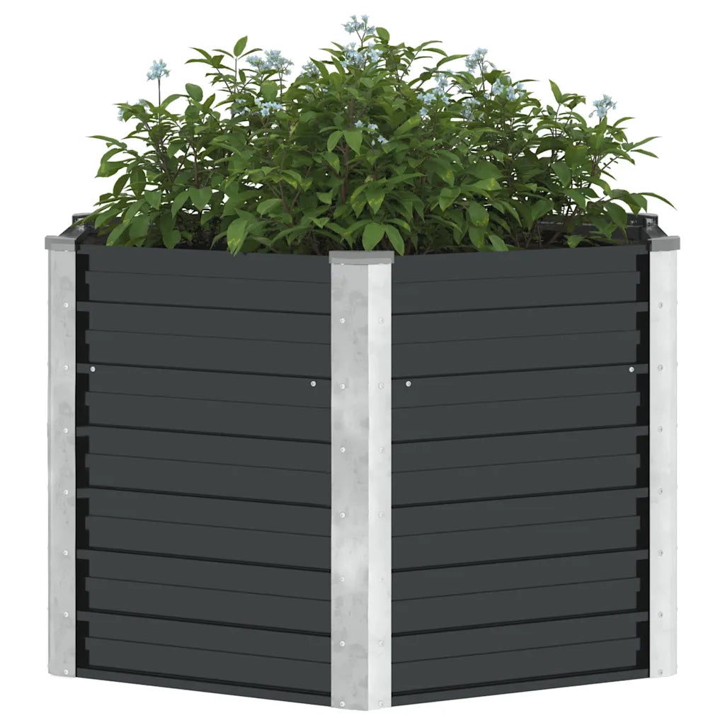 Fioriera-Vaso da Esterno-Contenitore per Piante per Giardino Antracite 129x129x77cm in Acciaio Zincato