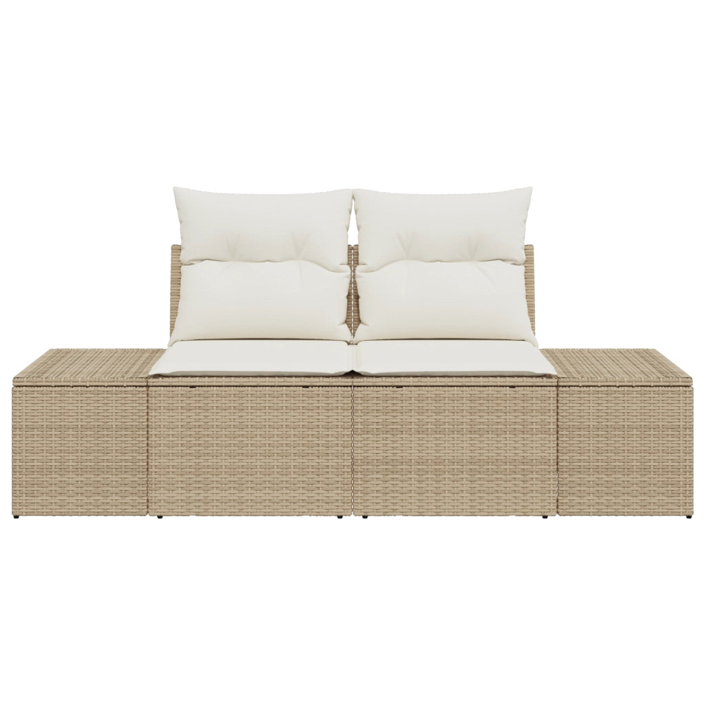 Divano da giardino per 2 persone con cuscini in polirattan beige