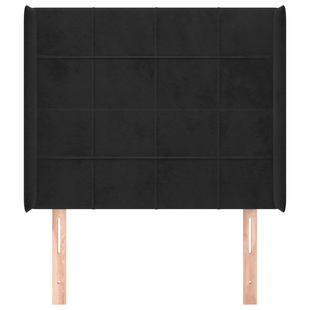 Testiera | Testata ad Orecchio Nera 93x16x118/128 cm in Velluto