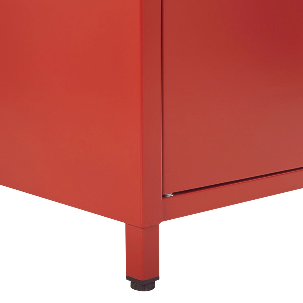 Armadio Portaoggetti Home Office Acciaio Rosso 2 Ante 4 Ripiani Design Industriale