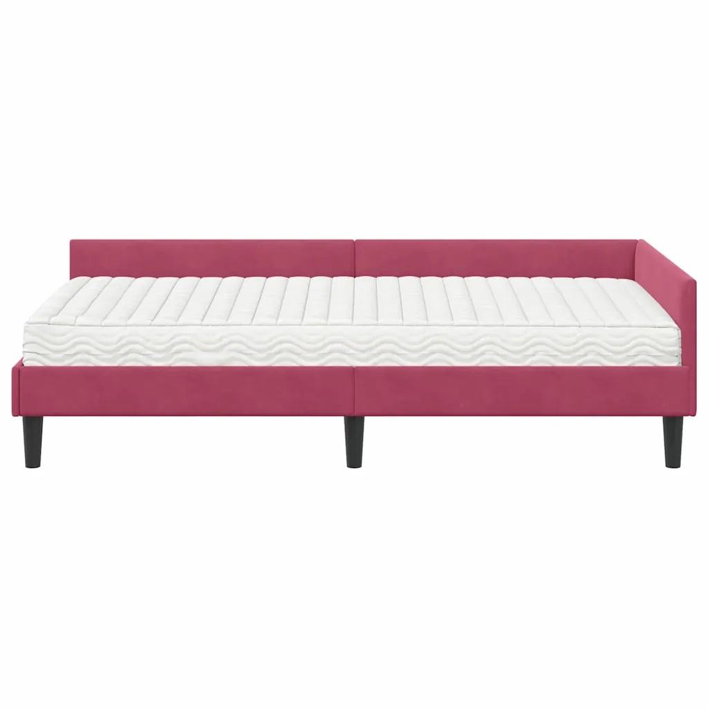 Struttura Letto Angolare con Materasso 2 pz-Giroletto con materasso Verde Velluto 829994